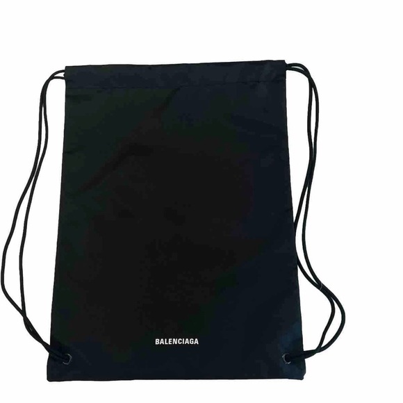 BALENCIAGA BLACKNYLON DRAW STRING BACKPACK BAG 19x14 inc.